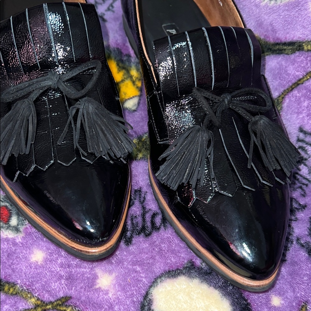Paul Green Diana Kiltie Fringe Shiny Black Tassel Loafers Size 10 - Picture 3 of 8